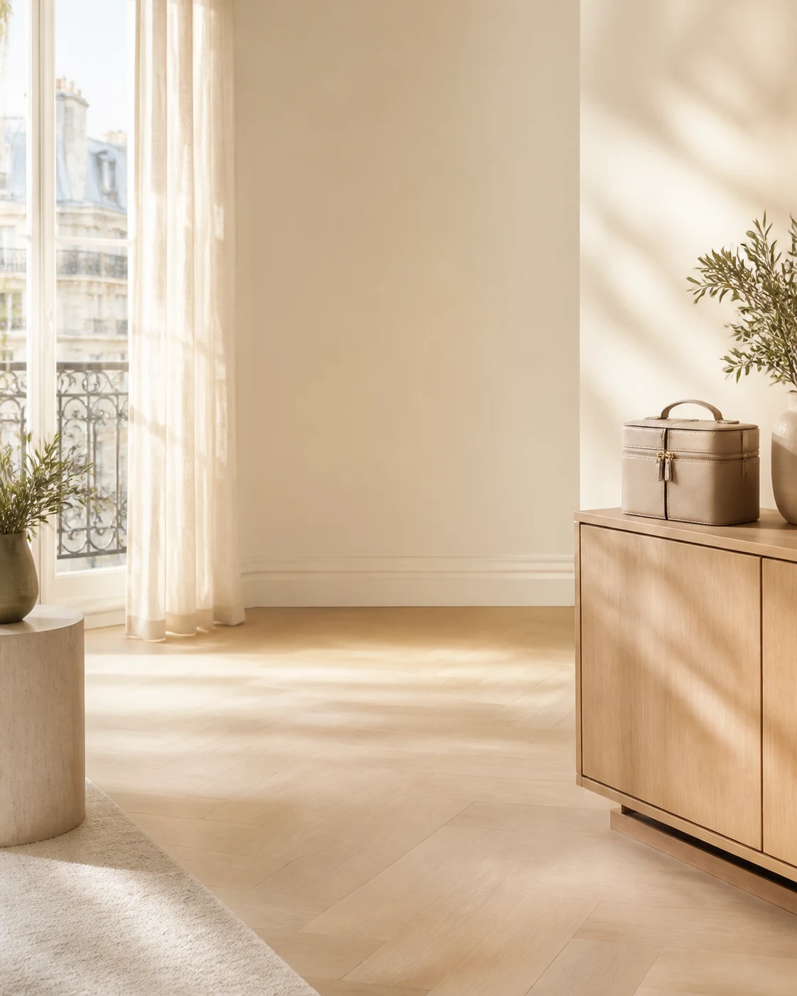 Intérieur lumineux préparé pour une prestation Hair Lib à domicile