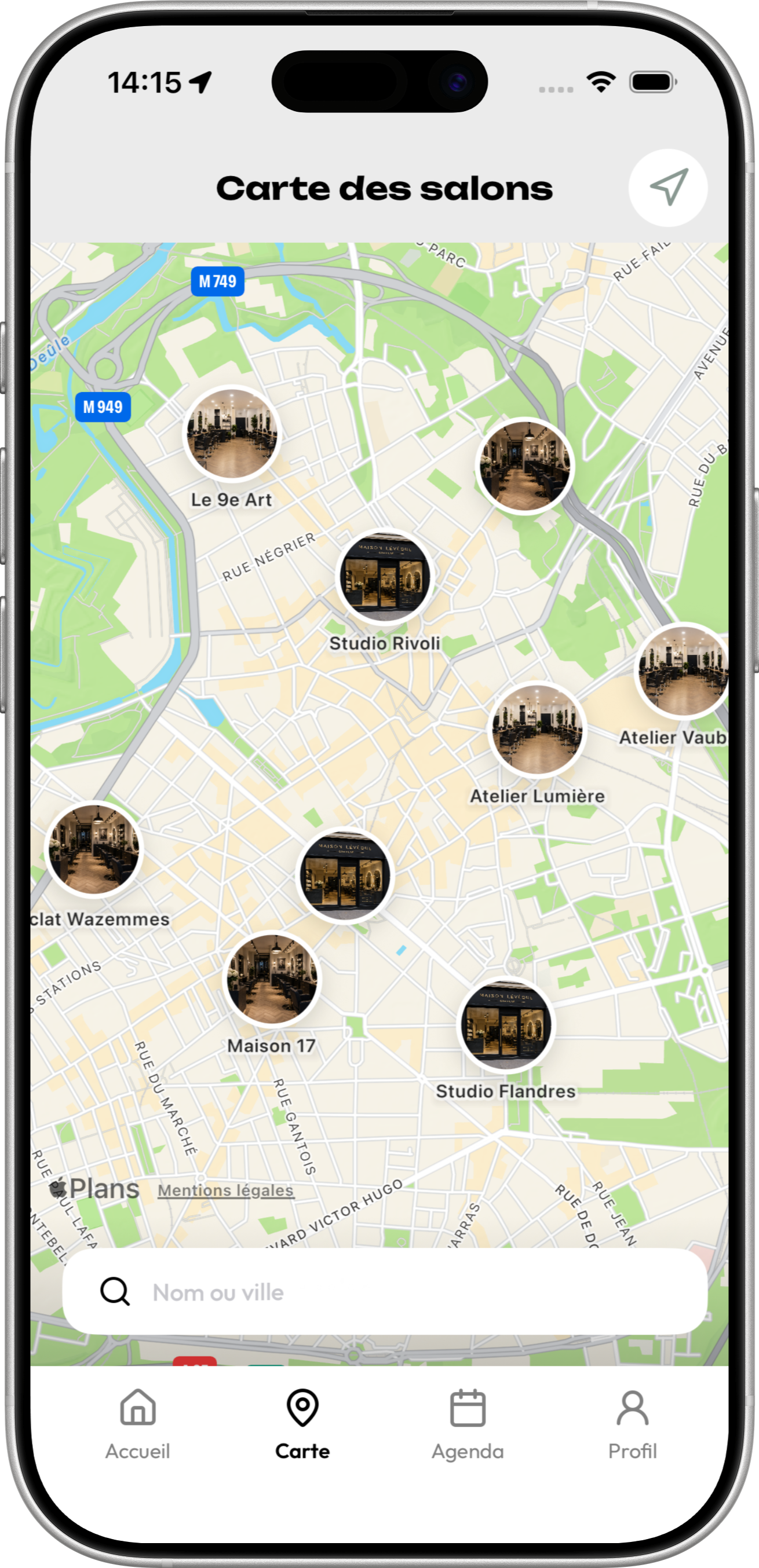 Carte Hair Lib des rendez-vous à proximité